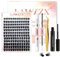 144Pcs Extension Pestañas Postizas Individuales Tallo Ancho 56D D-Curl Longitud 9-16mm LAWEZX Kit de Extensión de Pestañas con Unión y Sello de Pestañas y Removedor de Pegamento de Pestañas y Pinzas