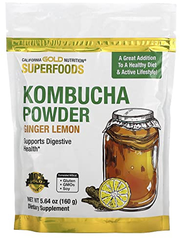 Superfoods, Kombucha Powder, Ginger Lemon, 5.64 oz (160 g), California Gold Nutrition