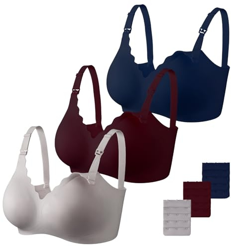 Soutien-Gorge d'allaitement, Dresime 3 PCS Sans Couture Soutien Gorge Maternité avec Extra Extenseurs Soutien-Gorge de Grossesse Sans Couture Ultra-Confortable pour Les Femmes