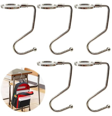 ZEACCT 5 Pièces Crochet de Sac Suspendu Portable, Accroche Sac en Métal, Crochet de Sac Portable de Type S, Support de Crochet de Sac à Main, Crochet Sac à Main, pour Tables, Bureaux