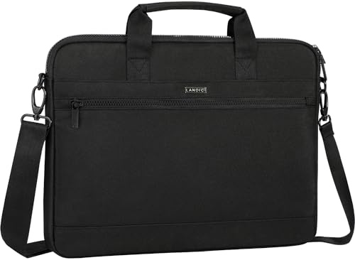 LANDICI 360° Protective Laptop Bag 15.6 Inch with Shoulder Strap, Laptop Case Sleeve for MacBook Pro 16, 15.6-16” HP Lenovo Dell ASUS, Waterproof Computer Bag Slim Briefcase for Men Women-Black