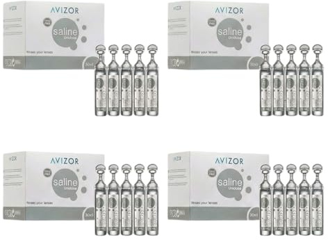 Avizor Saline - Avizor Saline Solution Unidose 30x5ml - Pack of 4 Boxes - Rinsing and Hydrating Contact Lenses - Saline Solution for Rinsing, Hydrating, and Caring for Contact Lenses and Eyes