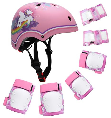 YOOXARMOR Fahrradhelm Kinder,Verstellbar Skaterhelm Reithelm Kinderhelm für 3-5-8 Jungen und Mädchen,Leichtes Sportschutzset Knieschoner Kinder für Skateboarding/Fahrradfahren/Scooter