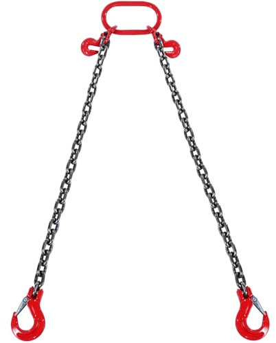 VEVOR Élingue Chaîne de Levage à 2 Brins avec Crochets et Ajusteurs, 8 mm x 180 cm, Capacité de Charge 2993 kg, Grade 80, pour Chariot Élévateur, Palan à Moteur, Quai, Chantier de Construction, Usine