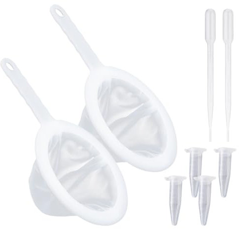 2 Pcs 80/200 Mesh Small Brine Shrimp Net Nylon Fine Mesh Strainer Plastic Net Sieve Shrimp Filter Mesh with 2 Pipettes 4 Storage Tubes for Brine Shrimp Hatchery