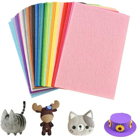 Feutrine Loisir Creatif, 40 Couleurs de Feutre, 20 x 30 cm Feuilles de Feutres Multicolore pour Travaux Manuels, Projets de Bricolage, Couture, Décoration Manuelle