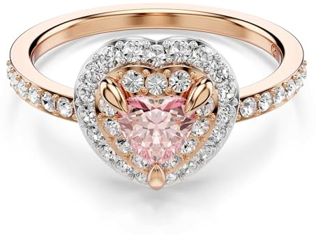 Swarovski Bague avec motif One, Taille cœur, Pavé, Cœur, Finition mix de métal