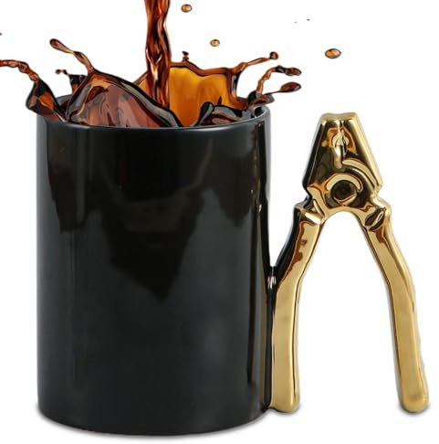 ZONSUSE Personlig kaffekopp med brandsläckare - Kreativ form - Ovanlig present - För man, kvinna, kollega, vän, make, bröllopsjubileum - 480 ml - Guld B