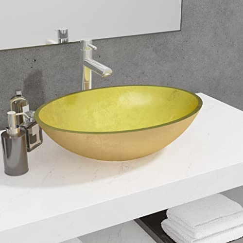 INLIFE Lavabo Verre 50x37x14 cm Doré