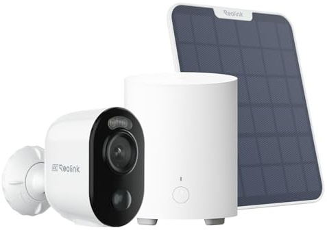 Reolink Pack Sécurité 4K Solaire WiFi : Caméra Extérieure Argus 3 Ultra sur Batterie avec Panneau Solaire + Home Hub Mini, Stockage Local, Wi-FI Double Bande, sans Abonnement