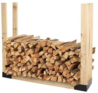 Shelter SLRK Adjustable Length & Height Firewood Storage Log Rack/Holder Kit, Powder Coated Heavy Duty All Steel, Adj. L x 14 D x Adj. H, Black