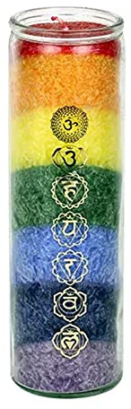 7 Chakras doftljus stearin – ljus med eteriska oljor, kaprifol och cederträ – regnbågsljus i glas – CUTE NAILS