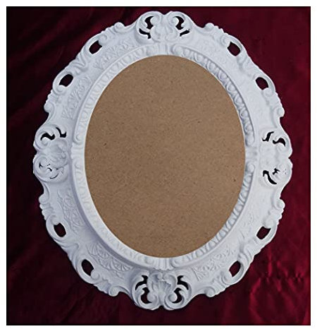Lnxp BILDERRAHMEN ANTIK BAROCK in der Farbe: Weiß 45x38 cm OVAL REPRO Bilder für 28x22 cm oder 22x28 cm BAROCKRAHMEN BILDER DEKO 46R