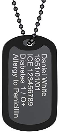 PROSTEEL Colgante Chapa Hombre Identificatva, Cadena Militar Dog Tag Ejercito