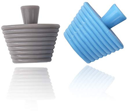 Lot de 2 Bouchons de Baignoire Universels en Silicone pour Cuisine, Évier (Bleu Gris)