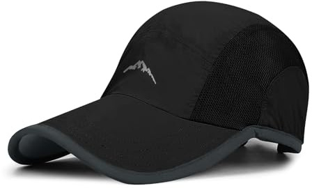 Cooltto Quick Dry Baseball Cap for Running Golf and Hiking, Baseball Hats Men’s Mesh Breathable Lightweight UPF50+ Adjustable Unstructured Running Golf Summer Sun Cap (Black)
