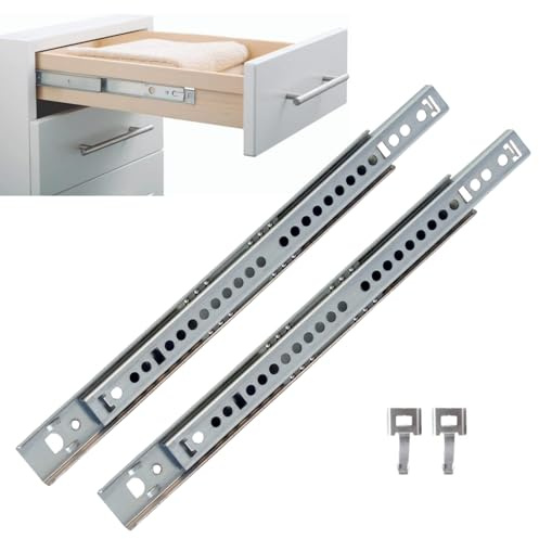 Coppia Guide Scorrevoli A Sfere H17mm - Fissaggio Rapido Tramite Clip Arpòn- Portata 15kg Cassetto Estrazione Parziale (520-560MM)