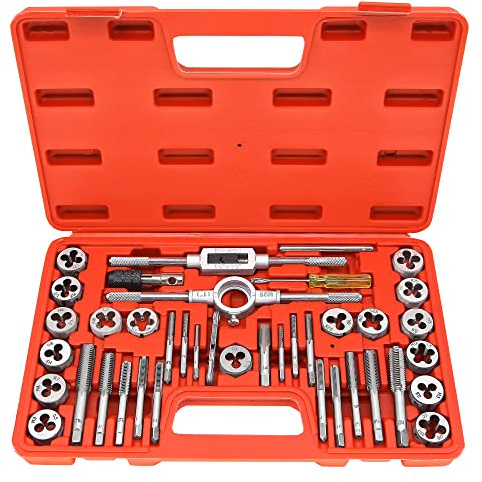 GMTOOLS 40PCS Tap and Die Set, Metric Size Standard M3 to M12, Threading Tool Set for Cutting External and Internal Threads with Adjustable Handles, Complete Accessories and Storage Case