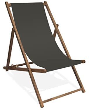 MultiBrands Liegestuhl, Holz, Anthrazit ohne Armlehne mit dunkelbrauner Lasur, klappbar