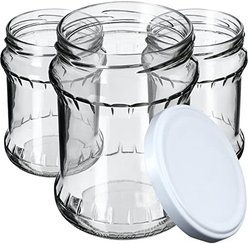 KADAX Bocaux de 500 ml, Pots en Verre avec Couvercle Hermétique de 82mm pour la Conservation des Aliments, Idéals pour Confitures et Miel (Blanc, Lot de 8)