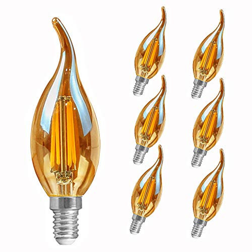 karedle oard Lot de 6 ampoules LED Vintage Edison C35 E14 (forme bougie), les plus populaires, 4W équivalent 40W, lumière chaude ambrée 2200K, filament rétro