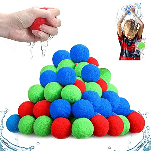 Wasserschlacht Bälle, 30/40/50 Stück Splash Bälle, wasserbomben wiederverwendbare circa 5cm, Wasserspielzeug Pool Spielzeug Strandspielzeug Bunt Gemischt Wasserball für Kinder Sommer Draussen(30pcs)