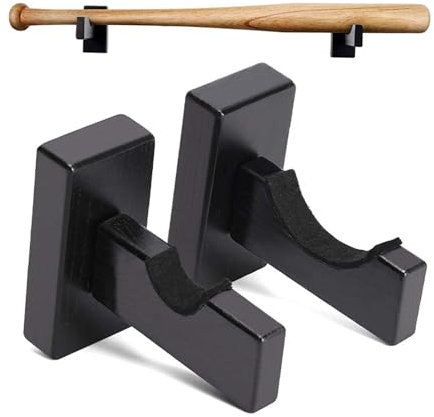 1 Paar Baseballschläger Halterung，Baseballschlägerständer Aus Holz，Horizontaler Baseballschlägerständer，Wandhalterung Baseballschlägerständer，Baseball Schläger Display Halter（Schwarz）