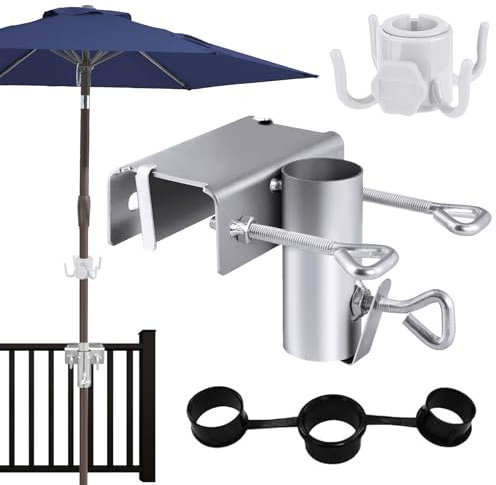 Atuoxing Support de Parasol pour Balcon, Pied de Parasol Balcon Réglable ø 25-38 Mm, Fixation Parasol Balustrade pour Balcon et Terrasse