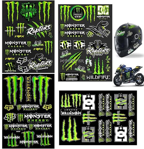 SGQTGIMU 4 Motorrad Sticker, Helmaufkleber, Monster Sticker, Monster Scratch, Monster Kratzstreifen Aufkleber, Monsterpfoten Aufkleber, Geeignet für Autos, Motorräder, Dirt Bikes, Fahrräder und Helme