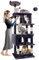 Globlazer Kratzbaum Groß, Katzenbaum für Große Katzen 183 cm hoch mit 2 Katzenhaus, Gepolsterte Plattform, Sitzstangen, Korb, Hundebett, Katzenturm Stabil für Maine Coon bkh Katzen (S72, Dunkelgrau)