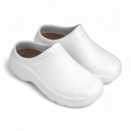 CHILLIFE Zoccoli Sanitari di Lavoro, Ospedale, Giardino, Cucina, Pantofole Donna, Punta Chiusa, Made in Portogallo, bianco, 40 EU
