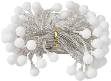 Brightium Guirnalda de luces tipo petardo, pilas 3AA, 2,5 m, blanco frío, ideal para decoraciones festivas y ambientes acogedores.