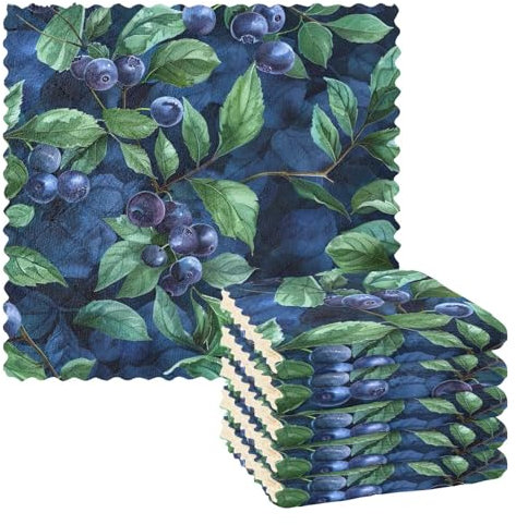Ttgoth Blueberry Lot de 6 chiffons de nettoyage doux et absorbants réutilisables à séchage rapide pour salle de bain, maison, voiture