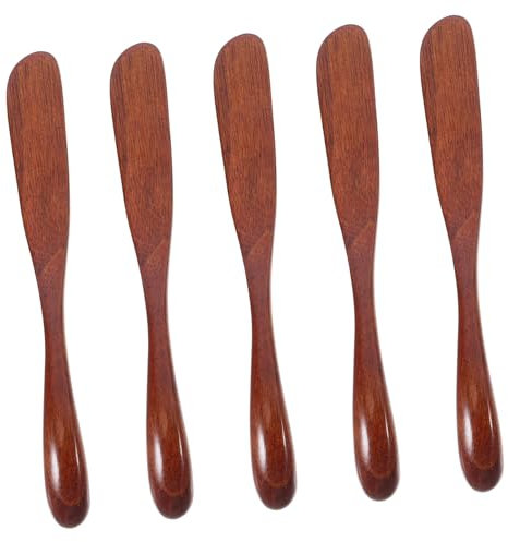 HAWILLOSCH 5 Piezas De Vajilla Cuchillo Para Pan Raspador De Mantequilla Esparcidor De Sándwich Esparcidor De Queso Para Alimentos Esparcidor De Mermelada Madera Marrón Reutilizable
