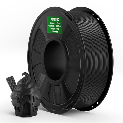 DEEPLEE PETG Pro Filament Black 1kg, 1.75mm PETG 3D Printer Filaments Enhanced Toughness and Weather Resistance, Fit for Most FDM 3D Printers
