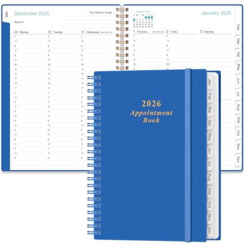 2026-2027 Appointment Book & Planner - 2026-2027 Daily Hourly Planner from July 2026 - June 2027, Weekly Appointment Book with 30-Minute Interval, Medium 6.4 x 8.5, Blue-B