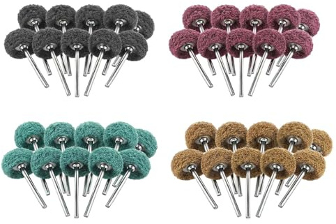 Xiciki 40 stycken slipskivor poleringsslipskiva, 25 mm diameter med 3 mm axel för dremel, för rotationsverktyg och skruvdragare, sliptillbehör för industrimaterial i 4 korn