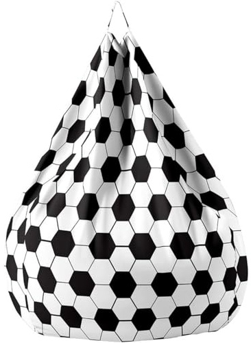 PEIHUODAN Fotboll bönpåse stol utan fyllning för tonårsspel spelrum, liten småbarn bönpåse soffa stol fotboll 3D-tryck, pojkar och flickor sovrum dekor (fotbollsplan, 90 x 110 cm)