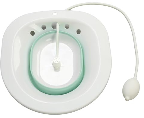 FTVOGUE Baignoire de Siège Pliable avec Tuyau de Chasse D'eau pour Soulager les Hémorroïdes, Soins Post-partum, Siège de Toilette, Bassin de Hanche Pliable pour Trempage du Périnée des (GREEN)
