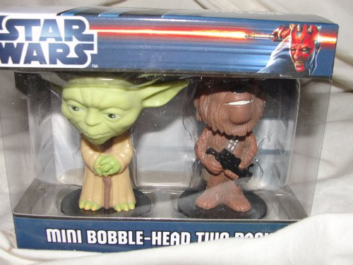 Star Wars Yoda & Chewbacca ULTRA Mini Wacky Wobbler Bobble Head 2Pk