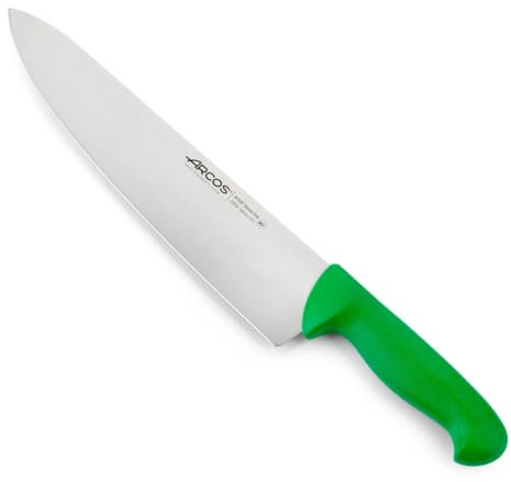 Arcos Serie 2900 - Cuchillo Cocinero Ancho - Hoja de Acero Inoxidable Nitrum de 300 mm - Mango inyectado en Polipropileno Color Verde