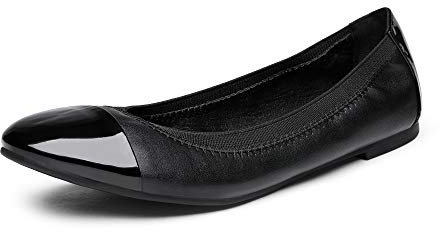 DREAM PAIRS Women's Sole-Flex Black Ballerina Walking Flats Shoes Size 8.5 US/ 6.5 UK