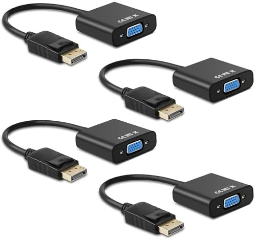 Ankey Display Port to VGA Adapter,4 Pack Gold-Plated DisplayPort DP to VGA Converter (Male to Female) for Computer, Desktop, Laptop, PC, Monitor, Projector, HDTV