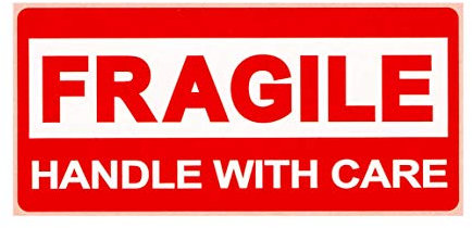 BT-Label 650 Warnetiketten FRAGILE Aufkleber 78 x 36 mm rot/weiß Vorsicht zerbrechlich Bruchgefahr Warnaufkleber Etiketten Attention-Sticker handle with care