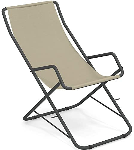 Emu Bahama Sdraio Oscillante Pieghevole Art. 170 Colore Ferro Antico 22 Telo in Textilene Colore Beige