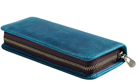 Federmäppchen Leder, Vintage Stiftetasche mit Reißverschluss Große Kapazität Federtaschen für Schule Arbeit Büro