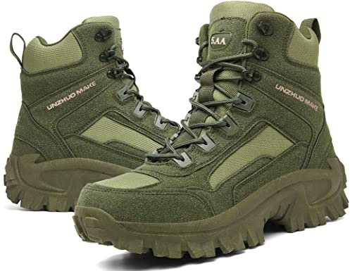 5.AA B2200 Herren Sportschuhe Sneaker Running Wanderschuhe Outdoorschuhe Boots Stiefel Männer Militärstiefel Taktische Wüste Kampf Ankle Boot Armee Arbeit Schuhe Kampfstiefel Grün 45EU