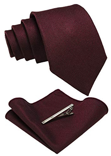 JEMYGINS Cravate Homme en Coton à Carreaux Multicolores avec Pinces à Cravate et Carré de Poche - Ensemble avec Boîte brun