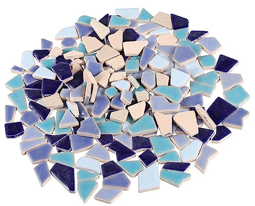 STOBOK Ceramic Mosaic Blue and White Broken Pottery Stained China Tiles Mosaic Tile Vase Fillers Broken s Floor White Pool Ceramic Ceramics Stone Glass