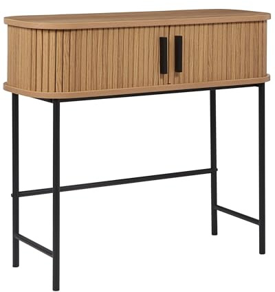 Konsolbord Retro Skjutdörr MDF Metallben Ljust trä Bradley